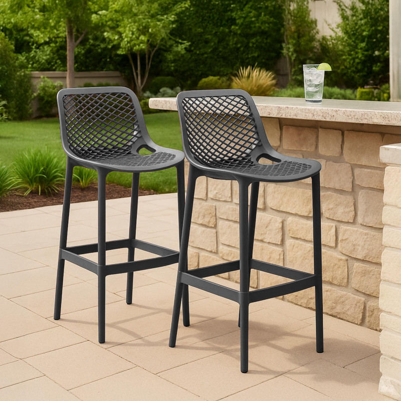 Ensemble de 2 tabourets de bar Air gris foncé