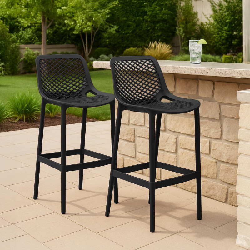 Lot de 2 tabourets de bar Air, noirs