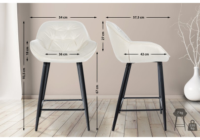 Banqueta de bar Gibson em veludo, cor creme.