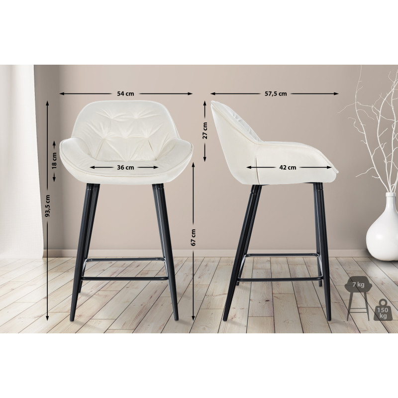 Tabouret de bar Gibson en velours, crème