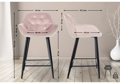 Banqueta de bar Gibson em veludo rosa