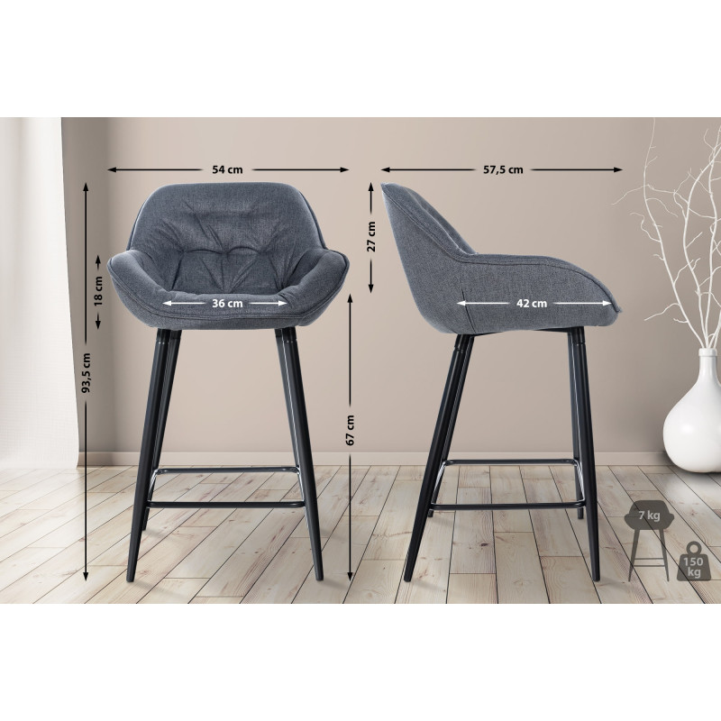 Tabouret de bar Gibson, tissu gris