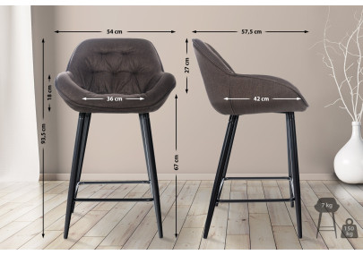 Sgabello da bar Gibson, tessuto marrone