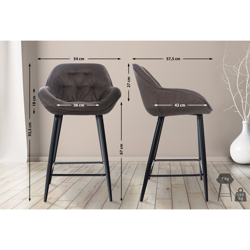 Tabouret de bar Gibson, tissu marron