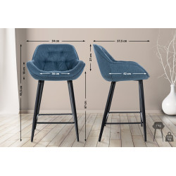 Tabouret de bar Gibson, tissu bleu