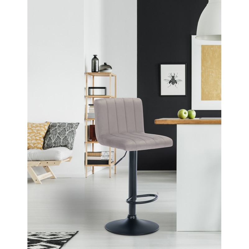 Tabouret de bar en velours Jamie gris
