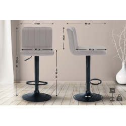 Tabouret de bar en velours Jamie gris