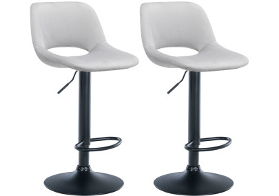 Lot de 2 tabourets de bar en velours Camden noir et gris clair