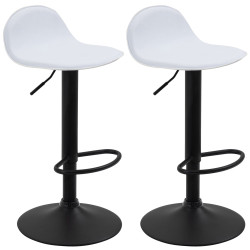 Lot de 2 tabourets de bar Lana V2, noirs blanc