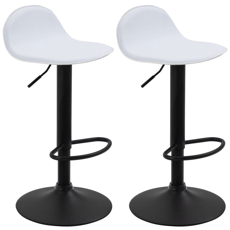Lot de 2 tabourets de bar Lana V2, noirs blanc