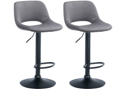 Lot de 2 tabourets de bar en velours Camden noir et gris foncé