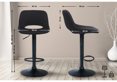 Lot de 2 tabourets de bar Camden en velours noir