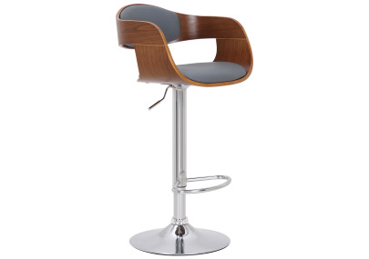 Set di 2 sgabelli da bar Kingston C, similpelle, noce/grigio