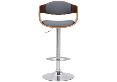 Ensemble de 2 tabourets de bar Kingston C, similicuir, noyer/gris