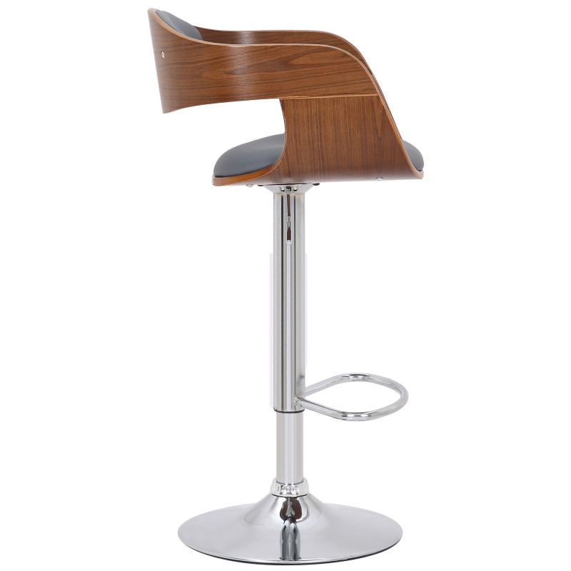 Set di 2 sgabelli da bar Kingston C, similpelle, noce/grigio