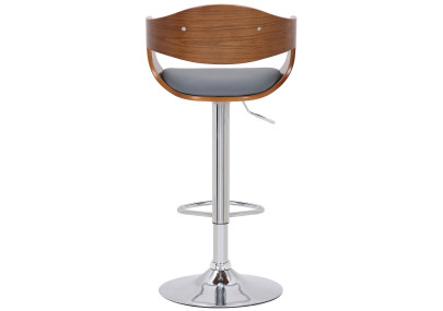 Ensemble de 2 tabourets de bar Kingston C, similicuir, noyer/gris