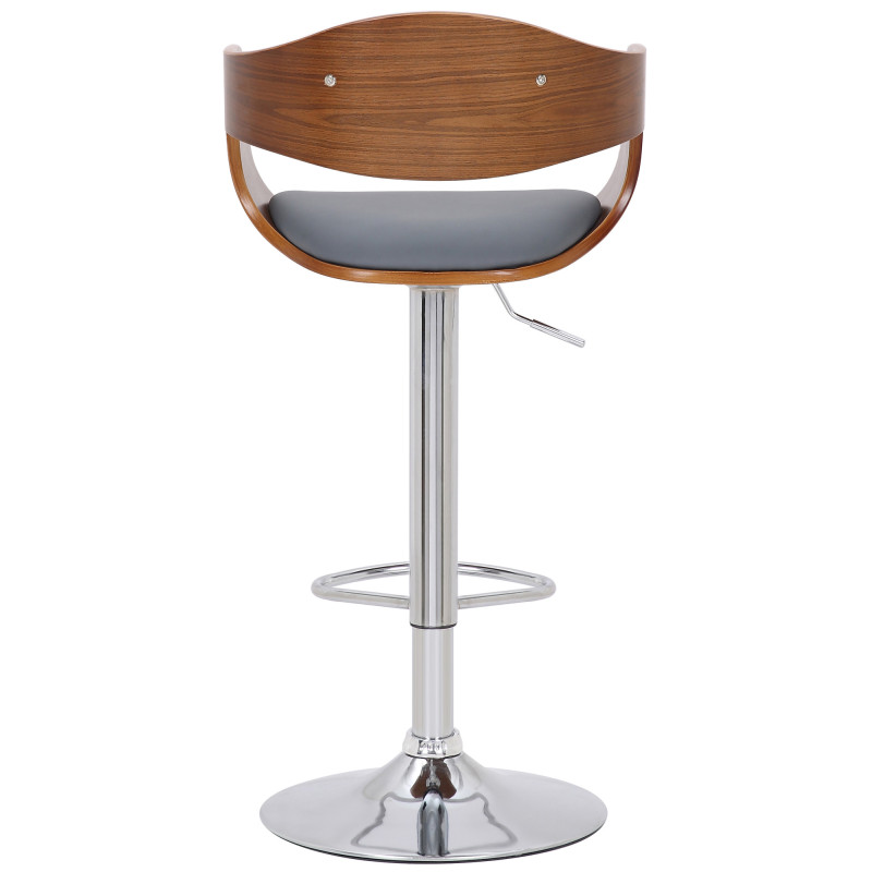 Ensemble de 2 tabourets de bar Kingston C, similicuir, noyer/gris