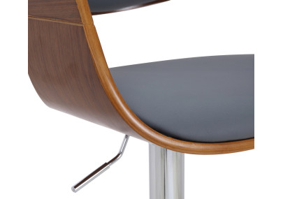 Set di 2 sgabelli da bar Kingston C, similpelle, noce/grigio