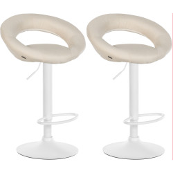 Set di 2 sgabelli da bar Olinda, tessuto bianco/crema