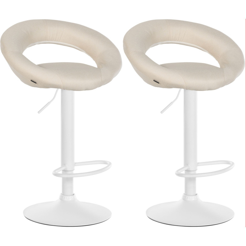 Conjunto de 2 banquetas de bar Olinda, em tecido branco/creme.