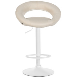 Ensemble de 2 tabourets de bar Olinda, tissu blanc crème