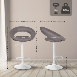 Set di 2 sgabelli da bar Olinda, tessuto bianco/grigio