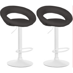 Set di 2 sgabelli da bar Olinda, tessuto bianco/grigio scuro