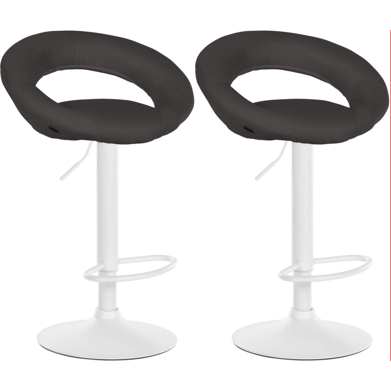 Ensemble de 2 tabourets de bar Olinda, tissu blanc/gris foncé
