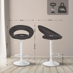 Ensemble de 2 tabourets de bar Olinda, tissu blanc gris foncé