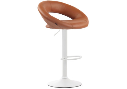 Conjunto de 2 banquetas de bar Olinda, em couro sintético, branco/castanho claro