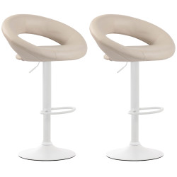 Ensemble de 2 tabourets de bar Olinda, similicuir, blanc crème