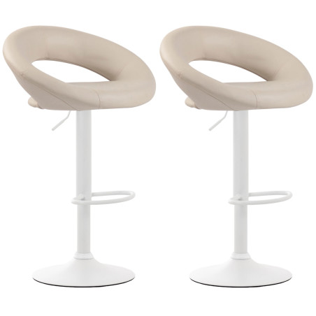 Conjunto de 2 banquetas de bar Olinda, em couro sintético, branco/creme.