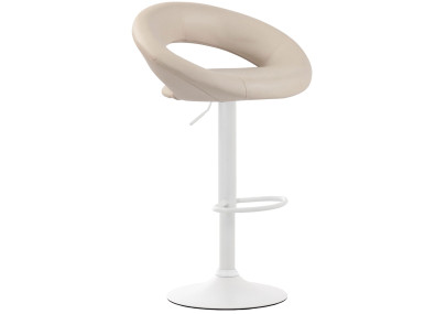 Juego de 2 taburetes de bar Olinda, piel sintética, blanco/crema