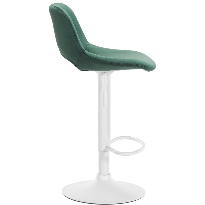 Ensemble de 2 tabourets de bar Camden, velours, blanc/vert