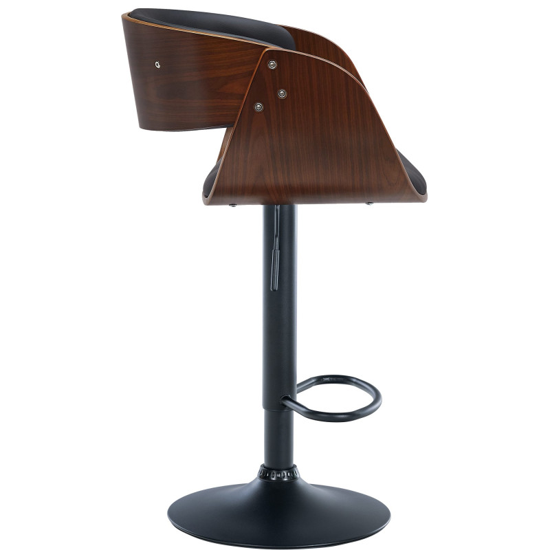 Tabouret de bar Portmore, similicuir, noir noyer/noir