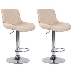 Set di 2 sgabelli da bar Lentini, similpelle, cromati, crema