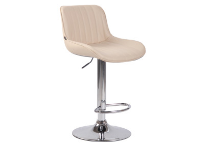 Conjunto de 2 banquetas de bar Lentini, em couro sintético, cromadas, cor creme.