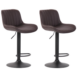 Lot de 2 tabourets de bar Lentini, similicuir, noir brun
