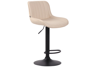 Juego de 2 taburetes de bar Lentini, de piel sintética, en negro y crema