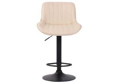 Juego de 2 taburetes de bar Lentini, de piel sintética, en negro y crema