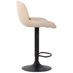 Juego de 2 taburetes de bar Lentini, de piel sintética, en negro y crema