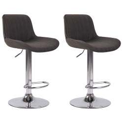 Ensemble de 2 tabourets de bar Lentini en tissu chromé gris foncé
