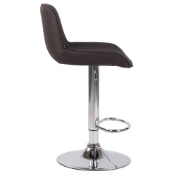 Ensemble de 2 tabourets de bar Lentini, tissu, chrome, gris foncé