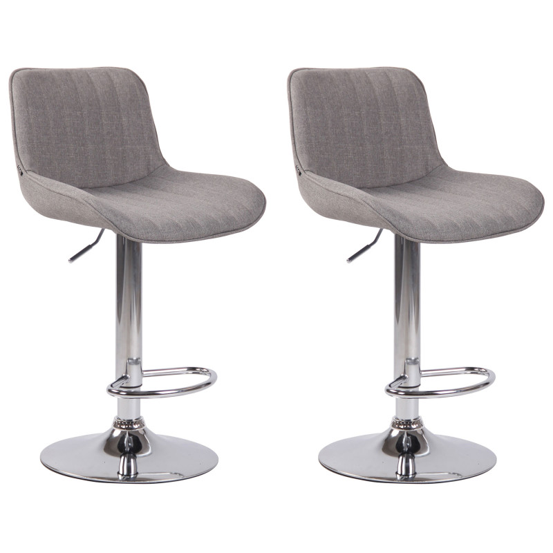 Ensemble de 2 tabourets de bar Lentini en tissu chromé gris