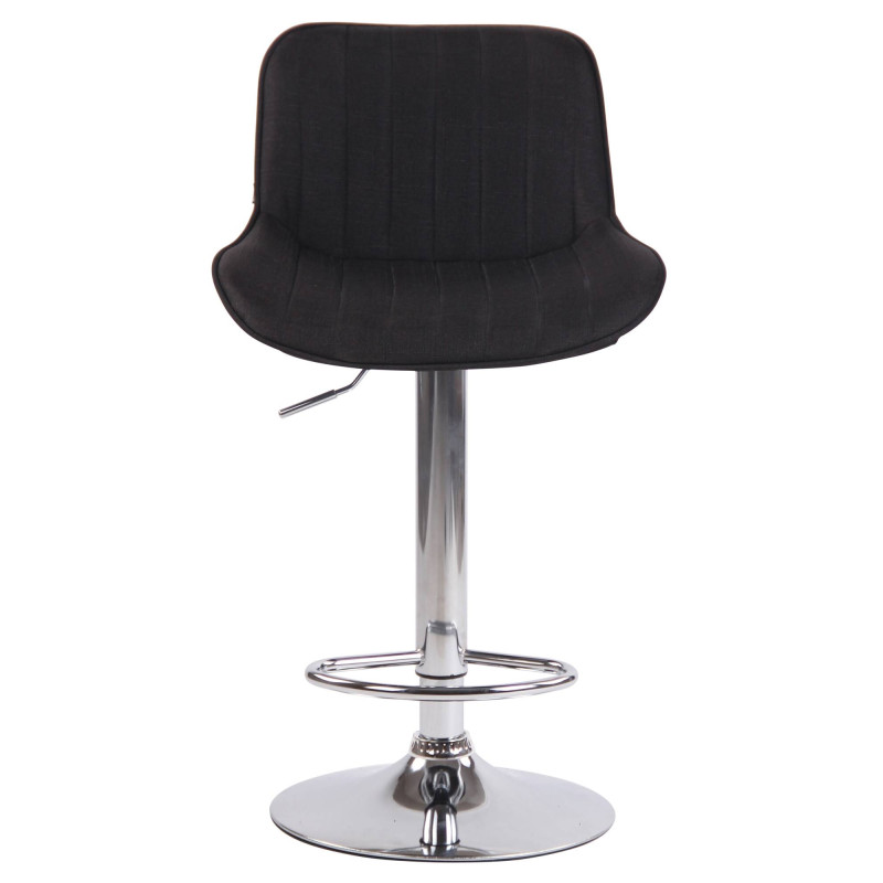 Ensemble de 2 tabourets de bar Lentini, tissu, chrome, noir
