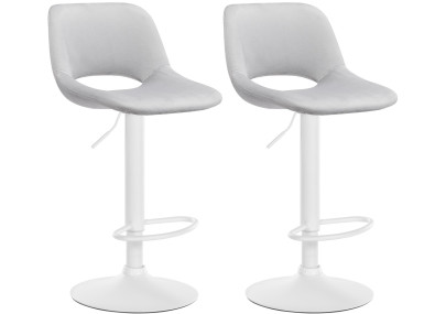 Lot de 2 tabourets de bar en velours Camden en blanc et gris clair