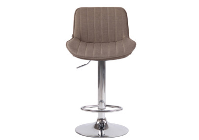 Ensemble de 2 tabourets de bar Lentini, tissu, chrome, taupe