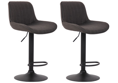 Set di 2 sgabelli da bar Lentini, tessuto, nero/grigio scuro