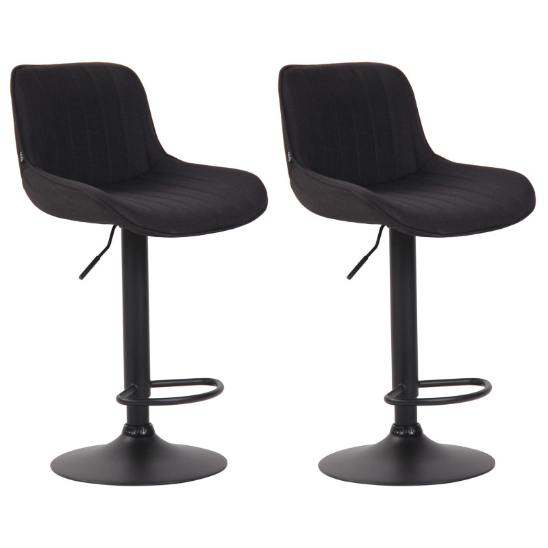 Lot de 2 tabourets de bar Lentini, tissu, noir