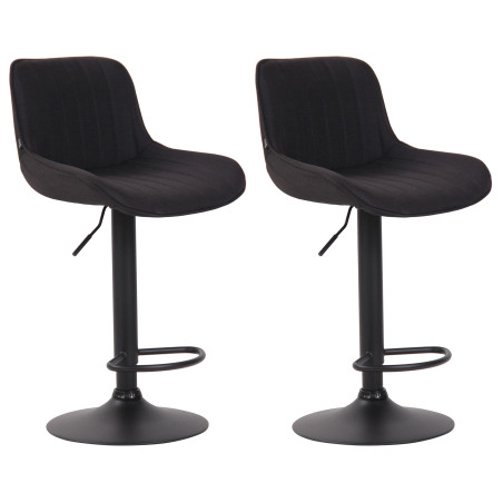 Lot de 2 tabourets de bar Lentini, tissu, noir